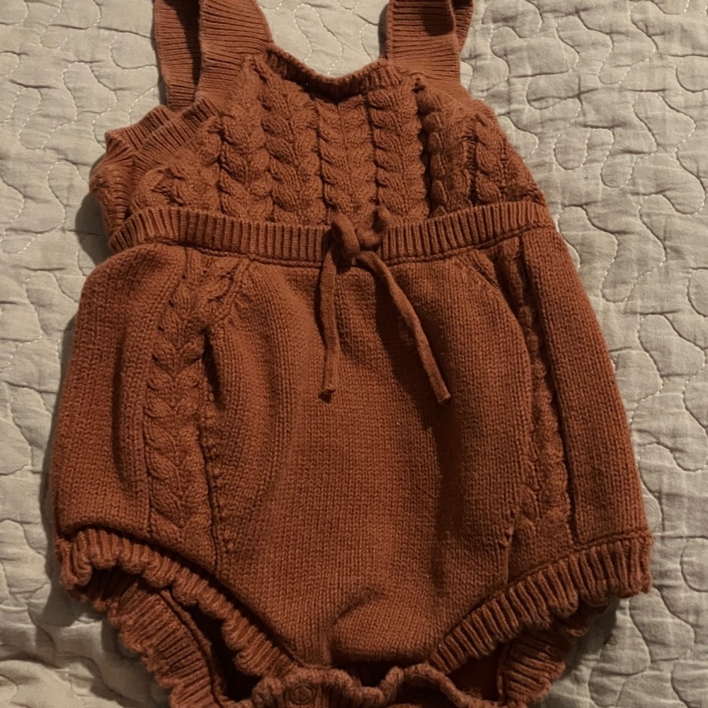 Cat & Jack Rusty Brown Knit Baby Romper